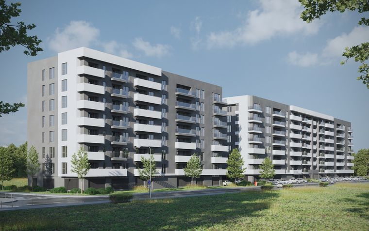 Ansamblul văzut pe diagonală, ambele corpuri